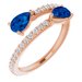 14K Rose Natural Blue Sapphire & 1/3 CTW Natural Diamond Ring   